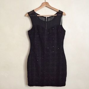 Soprano Sparkly Tweed Black Mini Dress Sz M